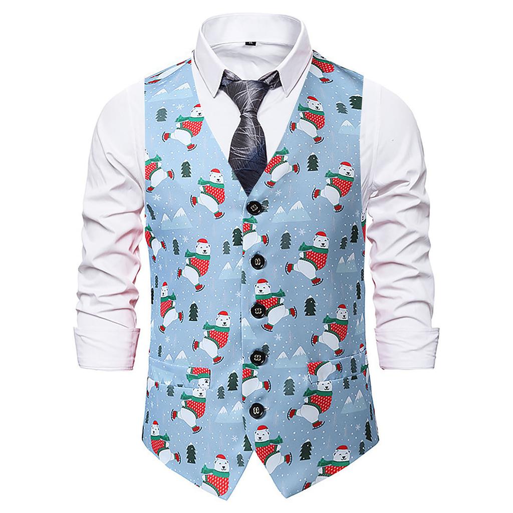 (SU)Мужской снеговик, Рождественский необычный жилет, винтажная куртка без рукавов на пуговицах для вечеринки