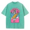 Fashion Women Cotton Washed T-Shirt Endless Summer Skull Surfing Printing Short Sleeve Casual Loose Tee Shirt Vintage Clothes
