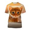 Женские футболки с милым 3D-принтом «Кошка», летние свободные персонализированные футболки с коротким рукавом для мужчин в уличном стиле