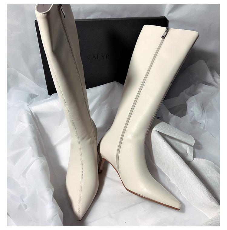 Модные женские высокие сапоги челси с острым носком на высоком каблуке 2024 года трендовые женские готические мягкие кожаные роскошные вечерние зимние снежные ботинки женские