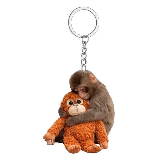 Брелок-подвеска «Хлопни обезьяну» Двусторонний акриловый брелок с обезьяной, держащей игрушку, Аксессуары для брелка, рюкзака, сумки