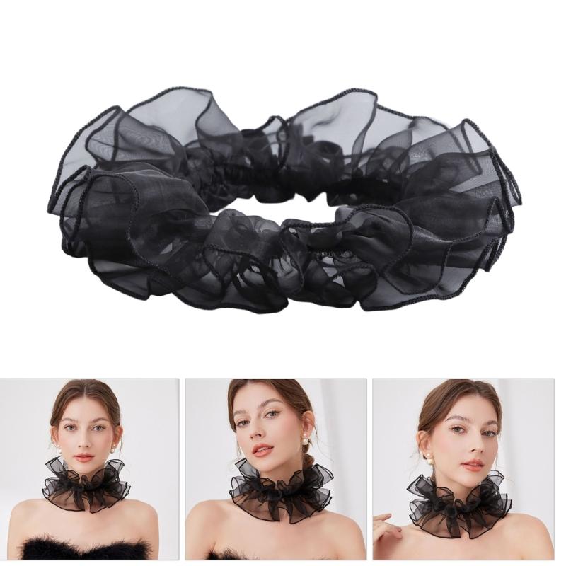 Винтажный воротник с оборками, галстук для косплея для девочек, викторианский воротник-стойка, лацкан, средневековый косплей, викторианский галстук с оборками, воротник