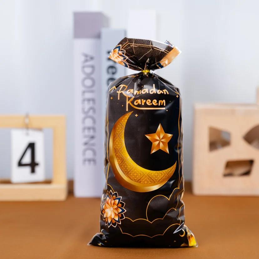 25/50pcs Eid Mubarak Gift Bags Plastic Candy Cookie Bag Ramadan Kareem Decor Islamic Muslim Party Supplies Eid Gifts Bags