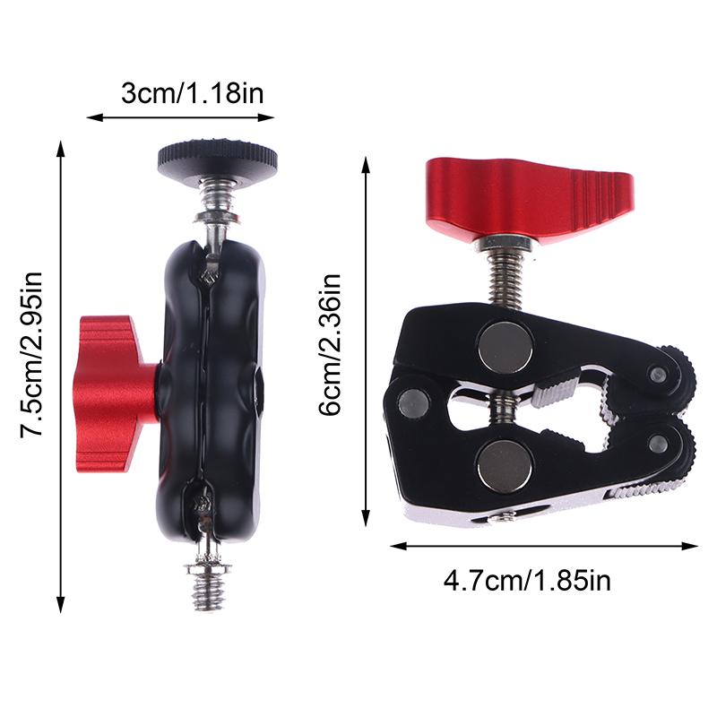 Зажим из алюминиевого сплава с двойной шаровой головкой Magic Arm Clamp 1/4'' 3/8'' отверстие для телефона видео крепление камеры монитора светодиодная подсветка микрофона