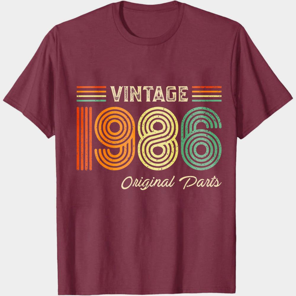 Vintage 1986 Original Parts Summer Men TShirt Retro Style Casual Wear For Birthday Gift Anniversary Celebration Party Outfits
