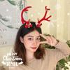 Bowknot Antlers Headband Plush Ball Elk Hair Hoop Deer Horn Hair Band  Festival Decoration