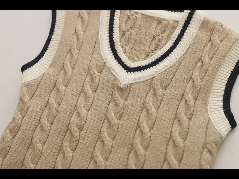 Костюм-тройка для мальчиков весна/осень: Новый комплект свитера и жилета 2023 года для детей от 1 до 5 лет