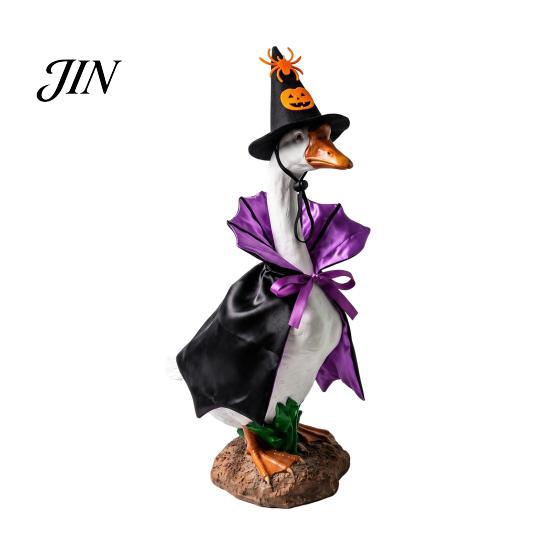 Halloween Porch Decor Costume 1 Set Goose Outfit, Lawn Festive Clothes with Pumpkin Spider Pointed Elements Hat, for 23 Inch Statue Outdoor