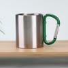 Чашка из нержавеющей стали 220 мл, двухслойная чашка для кемпинга, путешествий, ручек, карабинов, походов, портативная