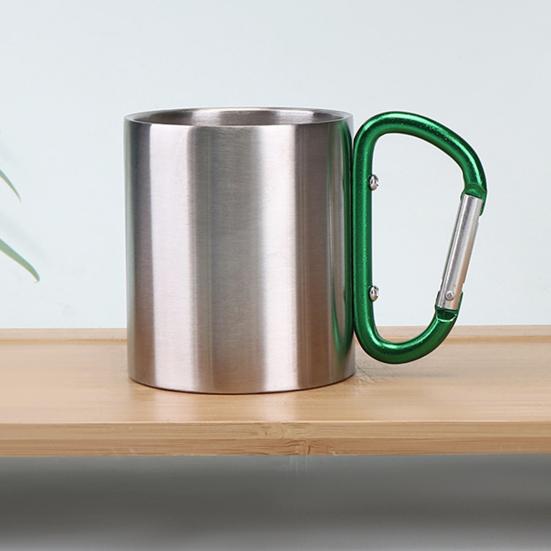 Чашка из нержавеющей стали 220 мл, двухслойная чашка для кемпинга, путешествий, ручек, карабинов, походов, портативная