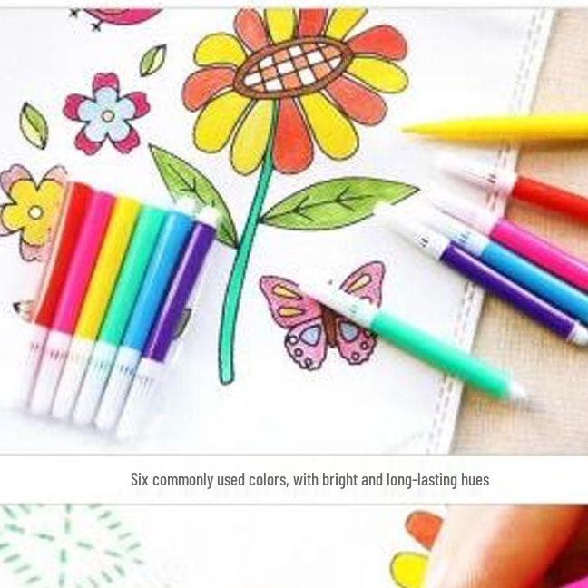 Смываемый мини-набор акварельных фломастеров - 12 цветов для детей с мини-кисточками в ПП коробке