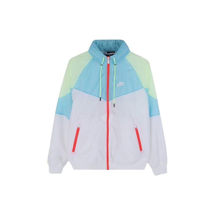 Nike Windbreaker Hooded Jacket With Logo Men Outerwear Blue White AR2210-101