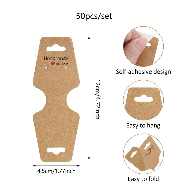 100 шт.-Карточки для демонстрации браслетов и серег, Самоклеящиеся карточки для серег ручной работы, Подходят для ожерелий, браслетов, брелоков, серег, резинок для волос
