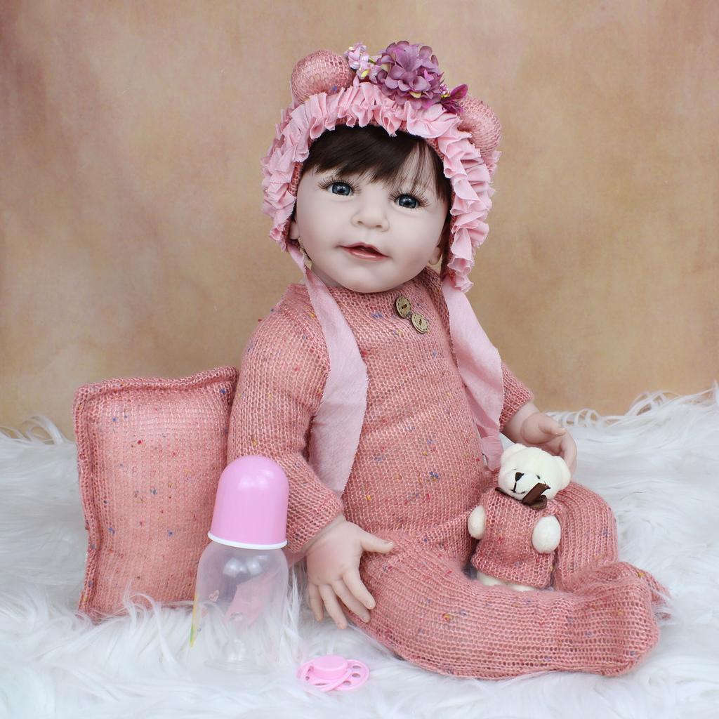 BZDOLL 55 см, мягкая силиконовая кукла реборн, игрушка для девочки, тканевое тело, реалистичное 22 дюйма, платье принцессы Лизы для малышей, Bebe, подарок на день рождения