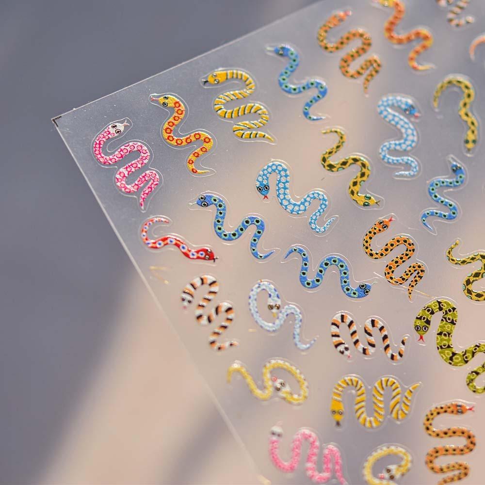 3D Pearl Bow Chinese New Year Nail Sticker Peony Flower Snake Nail Decoration  Nail Salon