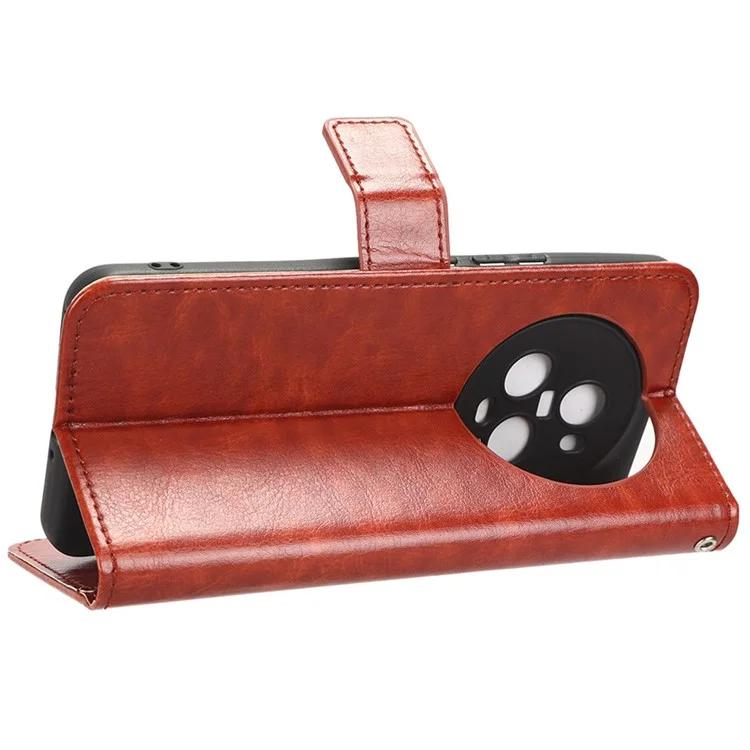 Для Honor Magic5 Pro 5G Crazy Horse текстура чехол-кошелек из искусственной кожи с подставкой противоударный чехол для телефона