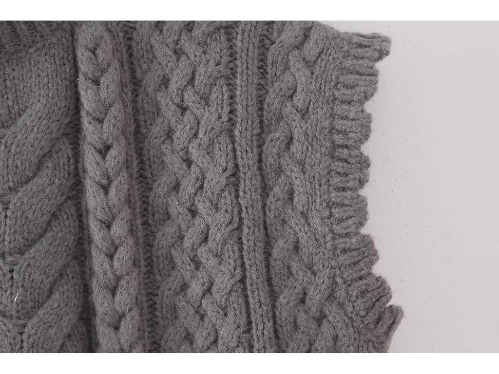 2023 Women's Winter Fashion Color Block Knitted Vest Sweater