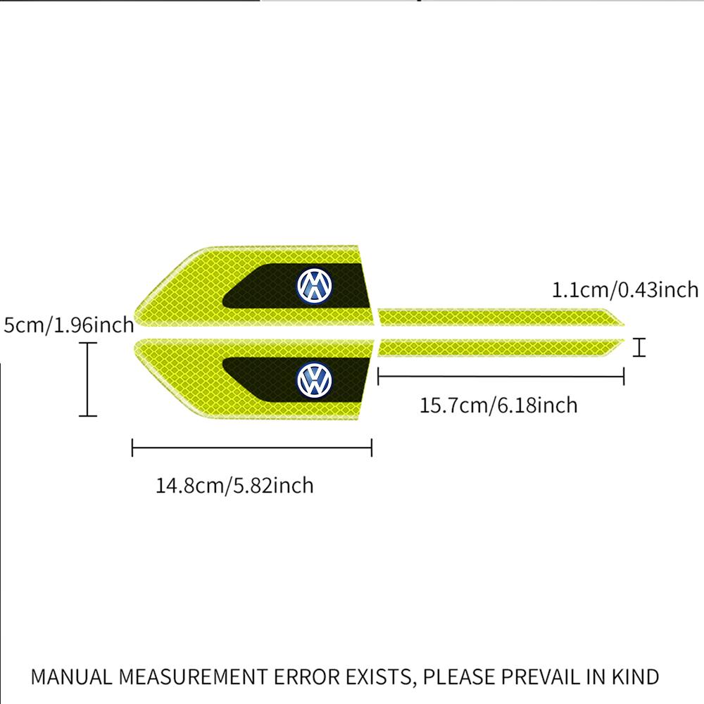 EFG1 For VW Rline Golf polo Jetta Bora CC MK4 2PCS Car Reflective Auto Truck Safety Warning Tape Bumper Secure Reflector Car Sticker