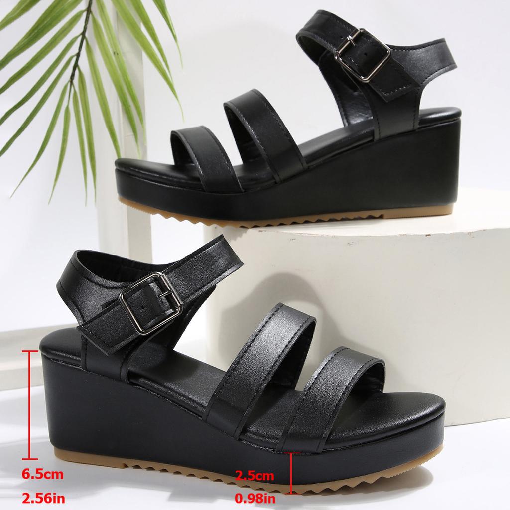2025 Size 35-43 Platforms Sandals Thick Bottom Fish Mouth Sandals Wedge Roman Style Casual Ankle Strap Ladies Shoes