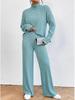 European & American 2023 Autumn/Winter High-Neck Knit Sweater & Loose Trousers Women's Two-Piece Casual Suit