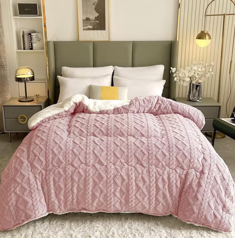 Мягкое бархатное зимнее одеяло из тафты с овчиной для общежитий и домов