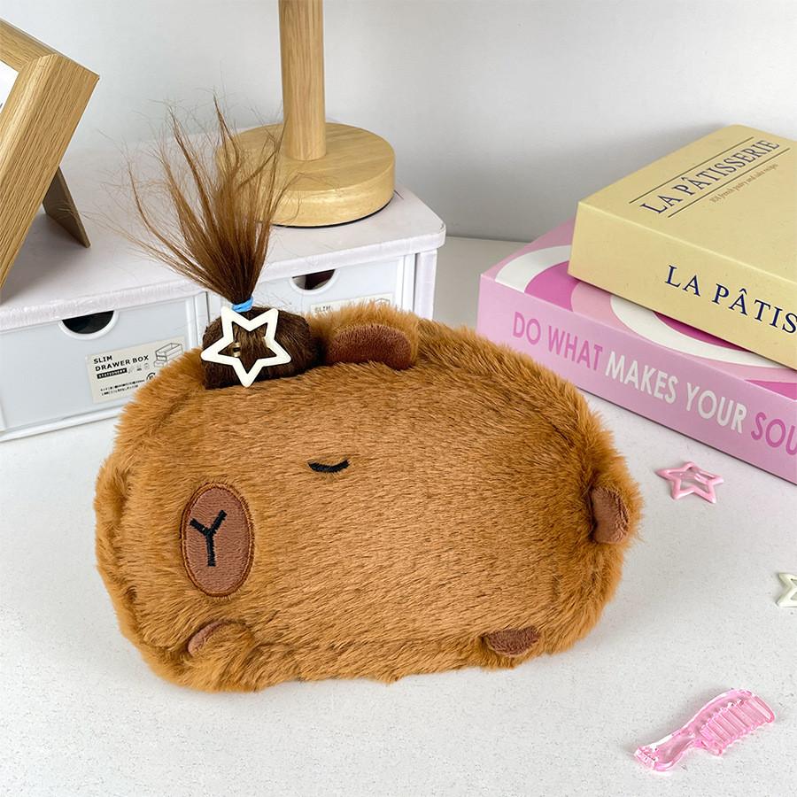 Pen Capybara Plush Pouch Student Cutes Cartoon Animal Storage Supplies Bags
