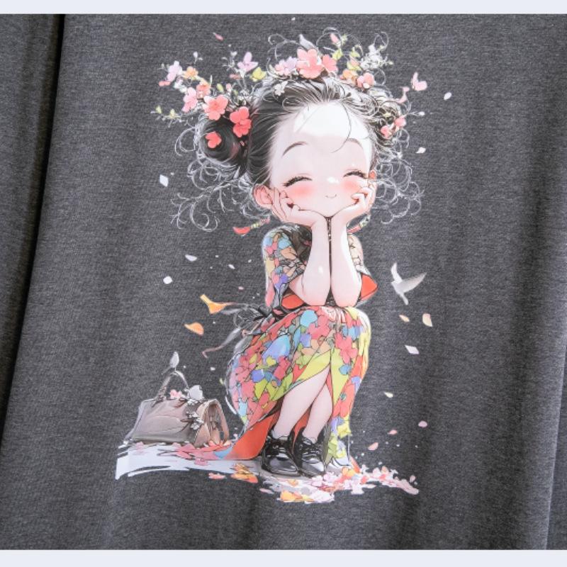 Women's Korean Style Plus Size Solid Color Long Sleeve T-Shirt - Fashionable Hot Stamping, Casual and Versatile for Autumn 2025
