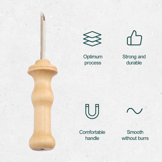 Embroidery Needle Wooden Handle Embroidery Punch Needle Pen Weaving Tool DIY Craft Stitching Applique