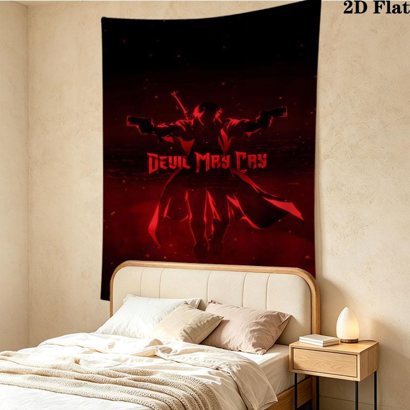 Devil May Cry Wall Tapestry Aesthetic Wall Hanging Printed Fabric Blanket Decorative Tapestries For Bedroom Living Room Home Decor