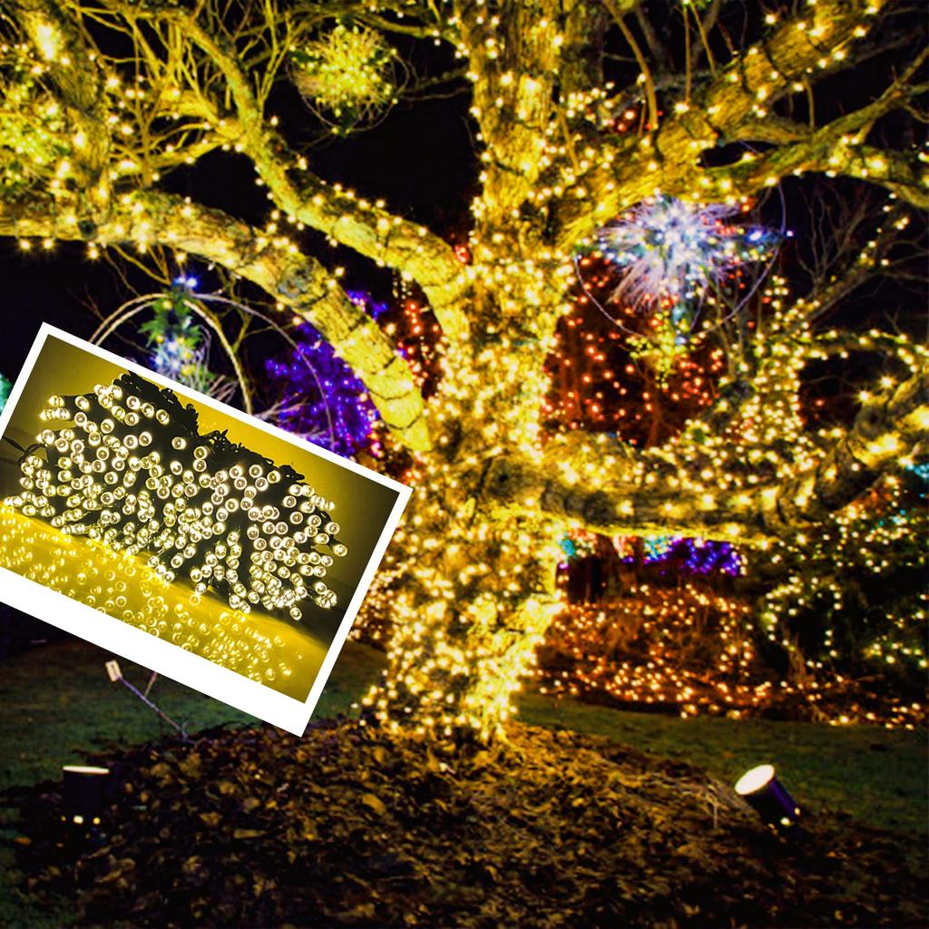 Solar-powered LED String Lights, 50m, 500 Bulbs, Waterproof, Suitable for Indoor and Outdoor Use, Christmas Decorations, Available In 4 Colors, Dark