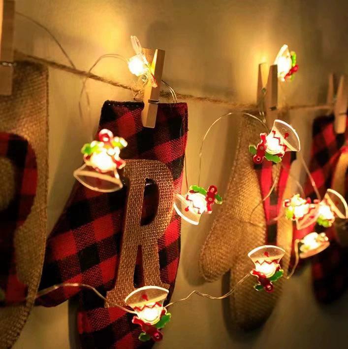 Exclusive LED Santa Claus Snowflake Bell String Lights for Christmas Decoration