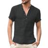 Men's Pure Cotton Casual Short-sleeved Summer Breathable Solid-color T-shirt with Pockets Henry Shirt