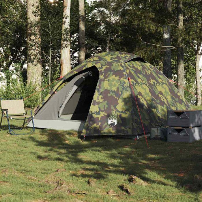 VidaXL Tente de camping à dôme 3 personnes camouflage imperméable, tente, abri de camping, abri de jardin, tente de jardin, 4009617