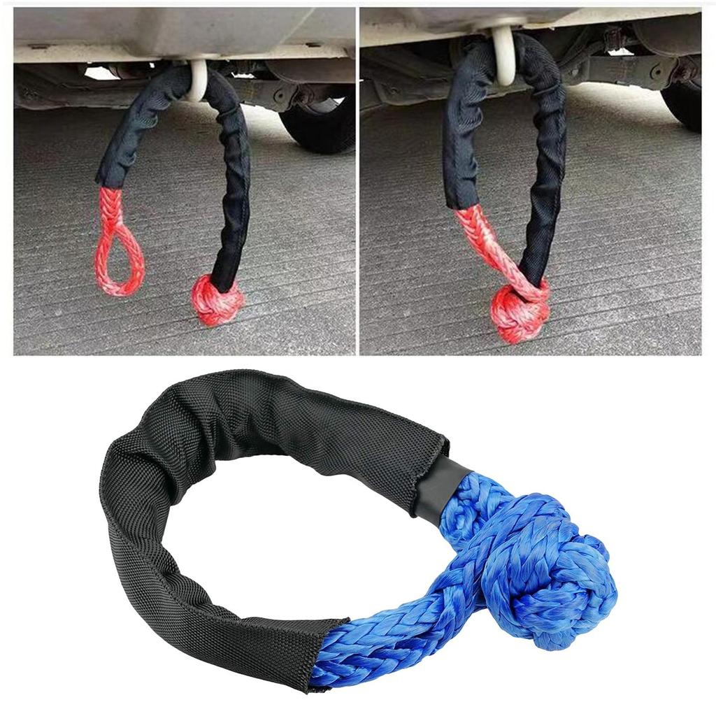 Car Tow Rope Shackle w/Winch Snatch Recovery Ring, Synthetic