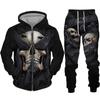 Personality Skull 3D Print Men's Tracksuit Set Gothic Punk Hoodie/Zipper Sweatshirt/Pants/Suit Cool Halloween Streetwear Clothes