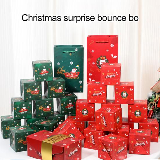 Подарочная коробка Взрыв для денег Рождественский сюрприз Держатель для подарков наличными Счастливого Рождества Прыгающий