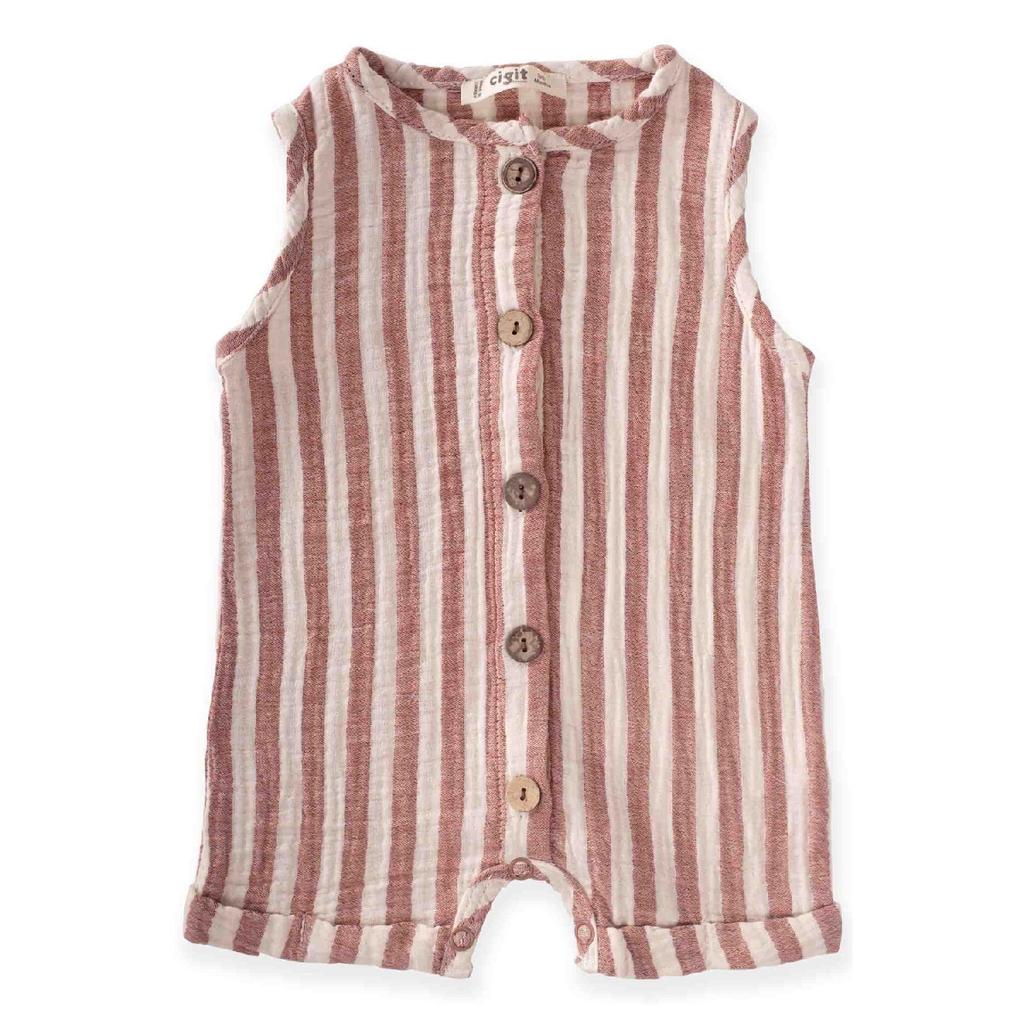 Полосатый муслиновый комбинезон для детей 0–3 лет кофейного цвета