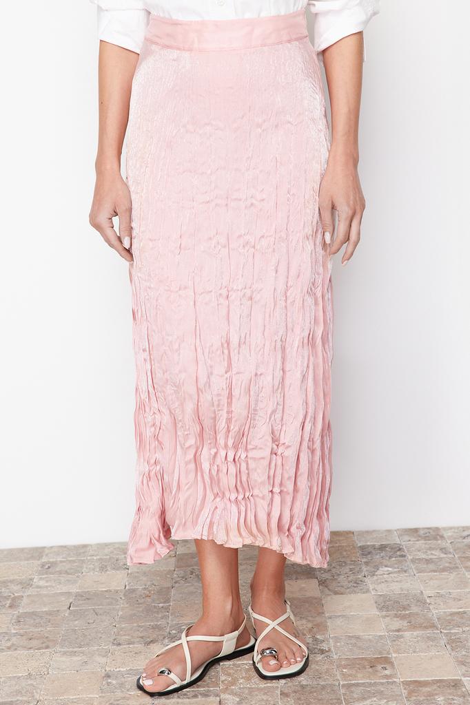 Женская мода, новая юбка в хиджабе, черная плиссированная атласная тканая юбка