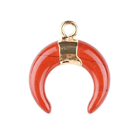 DIY Pendant Gold-Plated Edging Crescent Horn Design Natural Imitation Crystals Jade Necklace Bracelet Earrings Charm DIY Jewelry Making