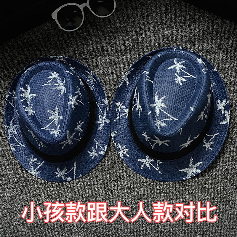 Модель «родитель-ребенок», шляпа Beach Wind Travel Coconut Tree Printed Papyrus Jazz Hat, шляпа-панама Seaside Sun для мужчин и женщин