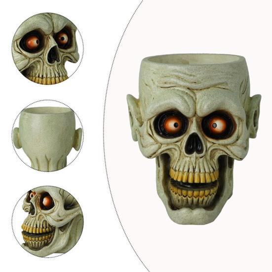Кашпо в виде черепа, смола, кашпо в виде человеческого черепа, миска для конфет на Хэллоуин, готическое кашпо для суккулентов, украшение для дома, офиса, стола