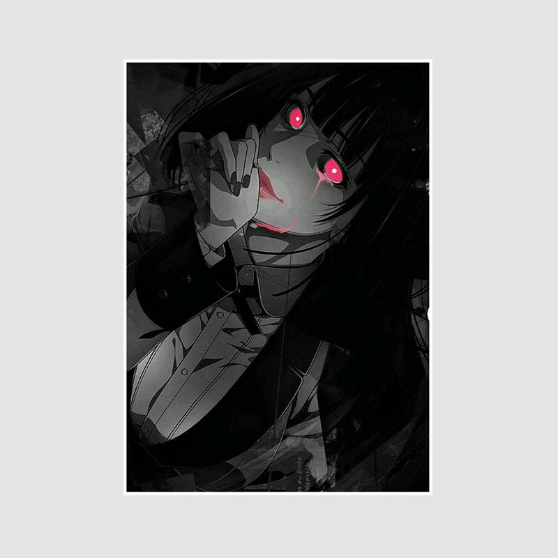 Винтажная белая бумага Kakegurui Плакаты Японское аниме Ретро-постеры и принты Художественная живопись Домашнее украшение Фреска Спальня Кафе Декор