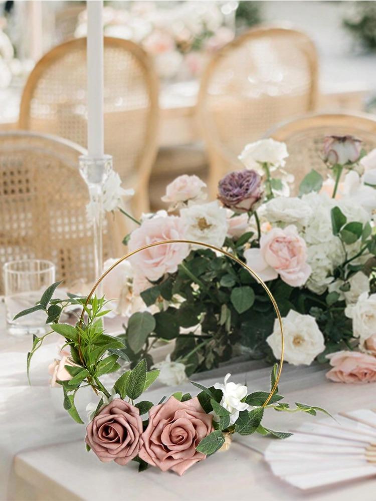3PCS Artificial Flowers Wedding Wreath Floral Artificial Roses Centerpieces for Sweetheart Table Head Table Ceremony Reception Wedding Decorations