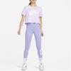 Nike Лето 2024, свободная повседневная укороченная футболка с круглым вырезом и логотипом алфавита, женские топы с короткими рукавами, светло-фиолетовые BV6176-511