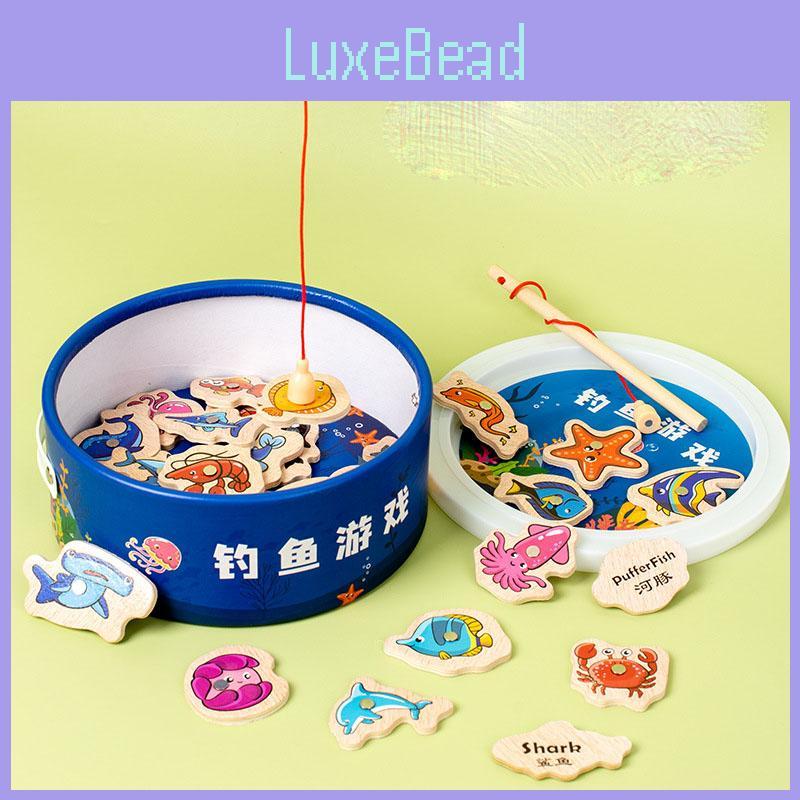 Educational Wooden Magnetic Fishing Game For Children Ocean Animal Cognition And Parent-child Interactive Toy