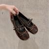 Fashion Women's Fashion Flat Shoes Autumn New Round Head Shallow Mouth Butterfly Knot Rivet Soft Sole Non-slip Single Shoes