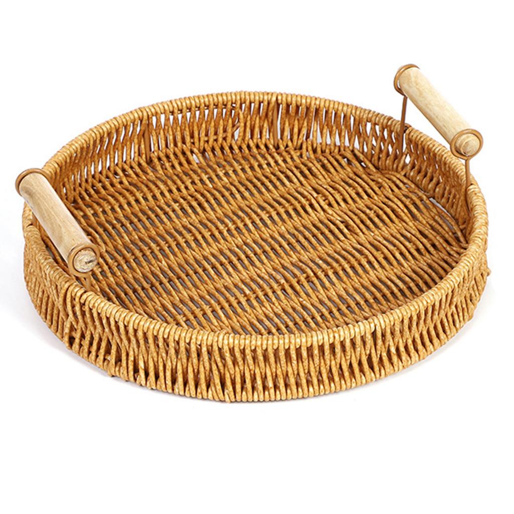 Japanese Style Vegetable Bread Basket Large Capacity Round Brown Basket for Serving Potatoes Onions Bread