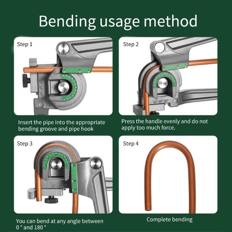 1/4" 3/8" 1/2'' 5/16" Tubing Bender 3 In 1 Tube Bender 180° HVAC Copper Aluminum Tubes Bending Tool for Air Conditioning