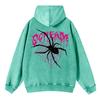 Fashion Womans Washed Hoodie Scream Spiders Cobwebs Printing Tops Warm Cotton Oversize Pullover Couple Clothes