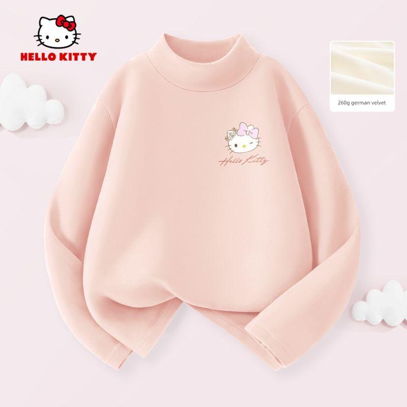 Hello Kitty Girls' Thermal Base Layer Shirt, Children's Autumn and Winter Top with Fleece, Warm Inner Wear, Trendy Girls' Clothing